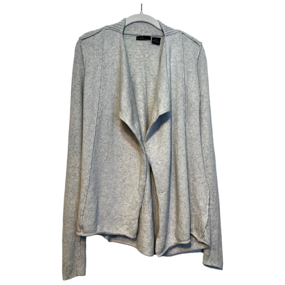 Press Cashmere Blend Open Front Knit Cadigan Size Medium Neutral Tone